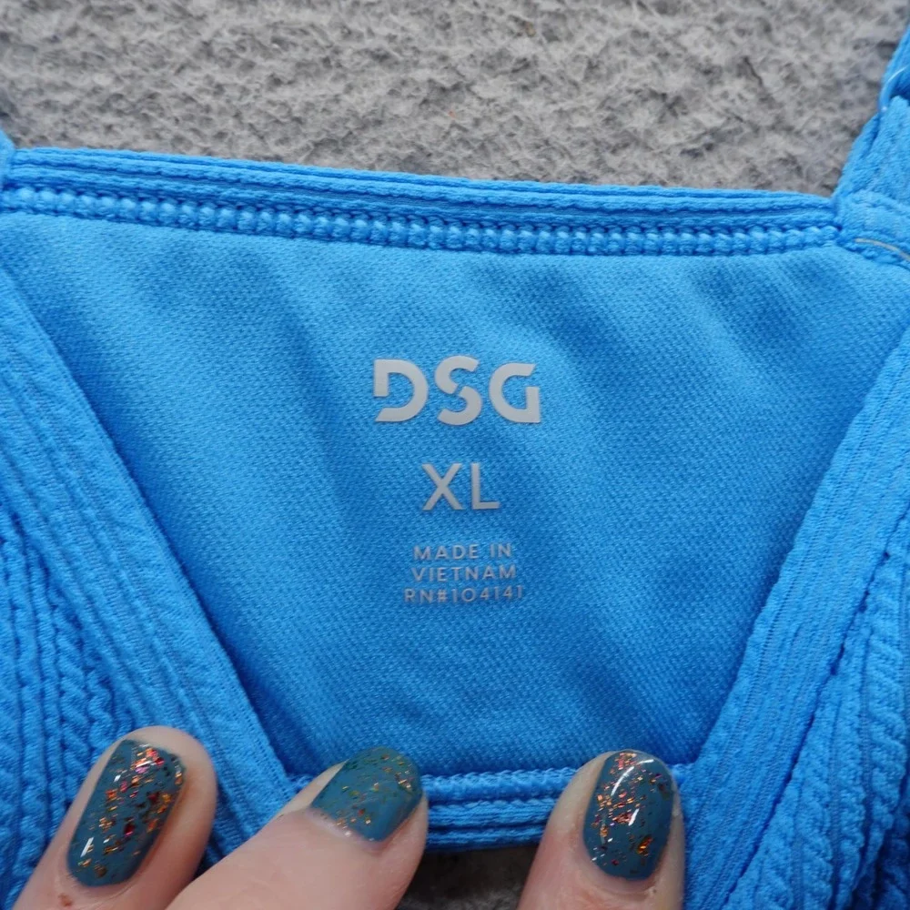 DSG Girls XL Aqua Blue Bound‎ Ribbed Bikini Top Swim Separate UV 50+ NEW